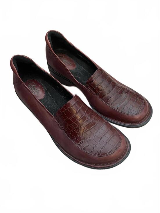 Clarks Artisan Azlyn Wish Burgundy Croc Leather Loafers - 7.5M - Picture 2 of 6